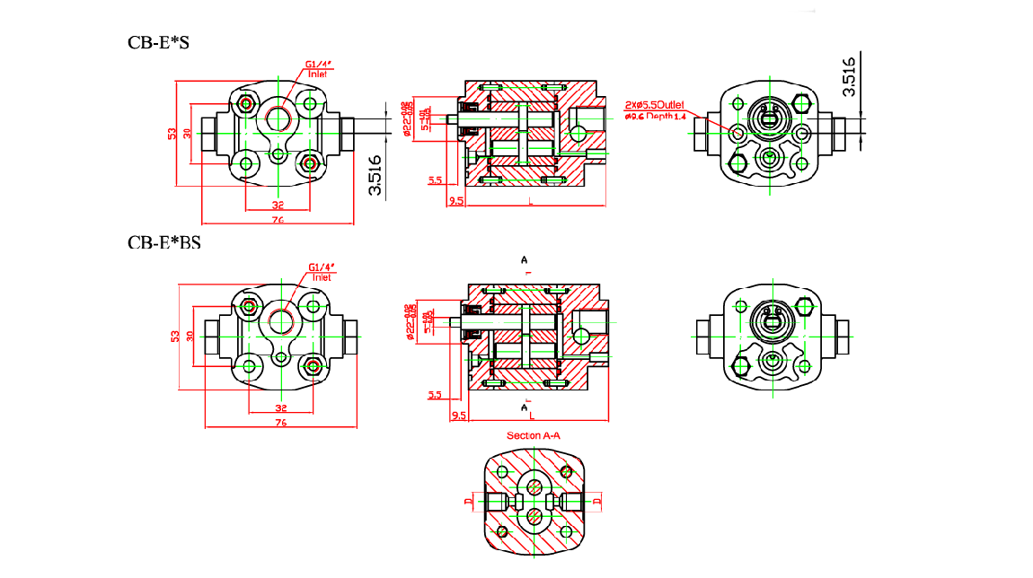 Bidirectional Series Gear Pump outline dimension